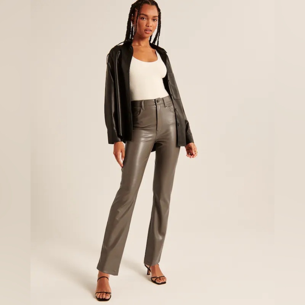 Abercrombie & Fitch high waisted vegan leather pants size 4 - Picture 2 of 7